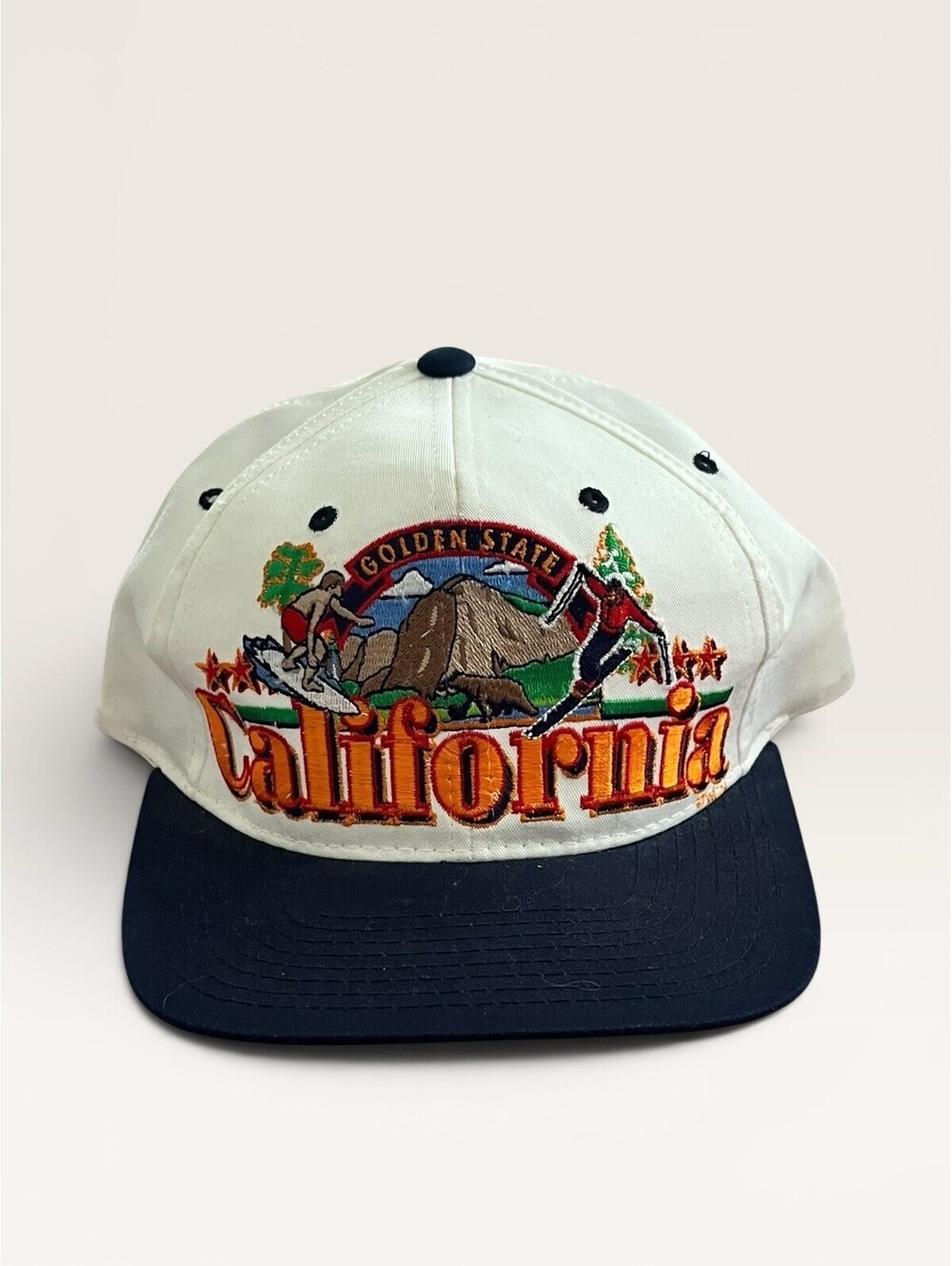 VNTG 1990s California "Golden State" snapback hat NOS Light Blue  Embroidered